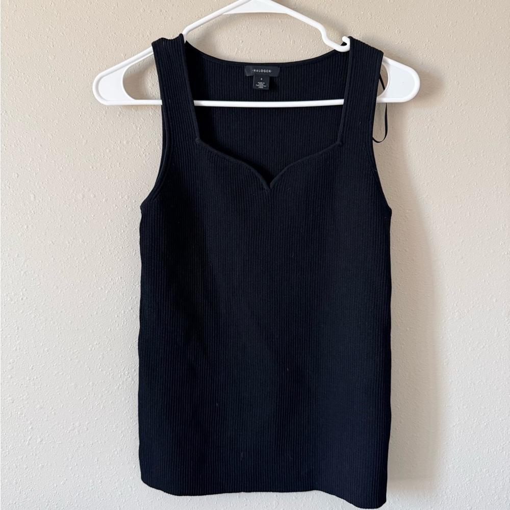 Halogen Scalloped Tank Black Small